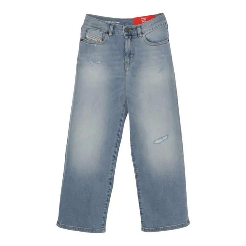 Diesel Jeans tinta unita con Girovita Regolabile Azzurro per Bambino