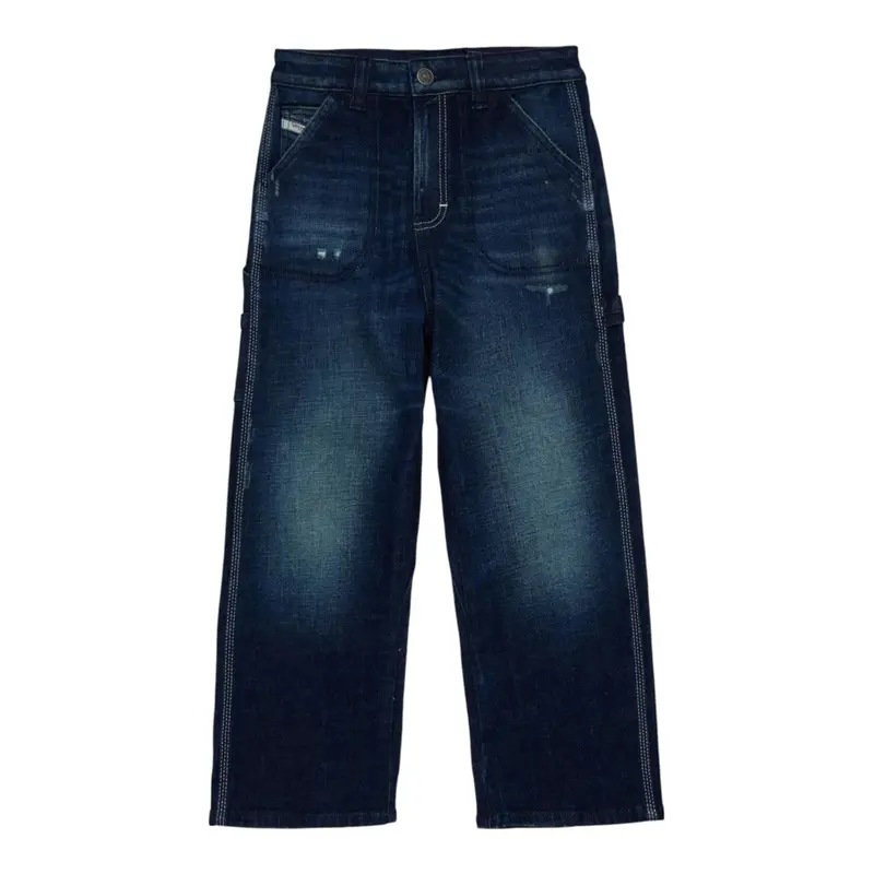 Diesel Jeans tinta unita con Girovita Regolabile Blu per Bambino
