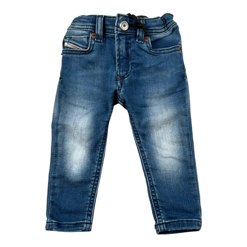 Diesel Jeans tinta unita con Girovita Regolabile Blu per Neonato
