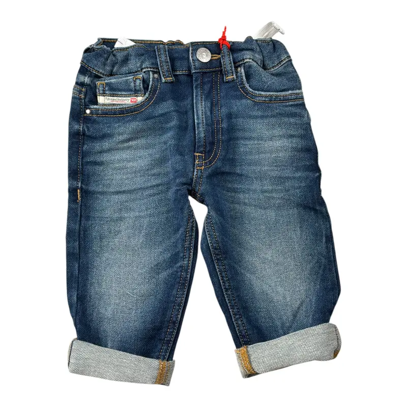 Diesel Jeans tinta unita con Girovita Regolabile Blu per Neonato