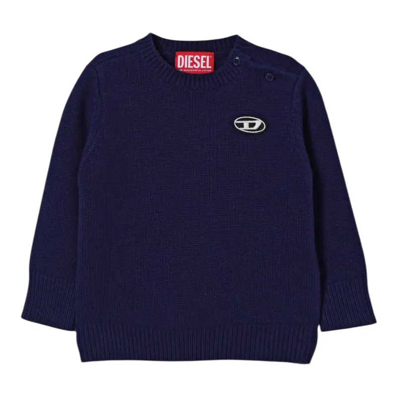 Diesel Maglia tinta unita con Logo Blu per Neonato