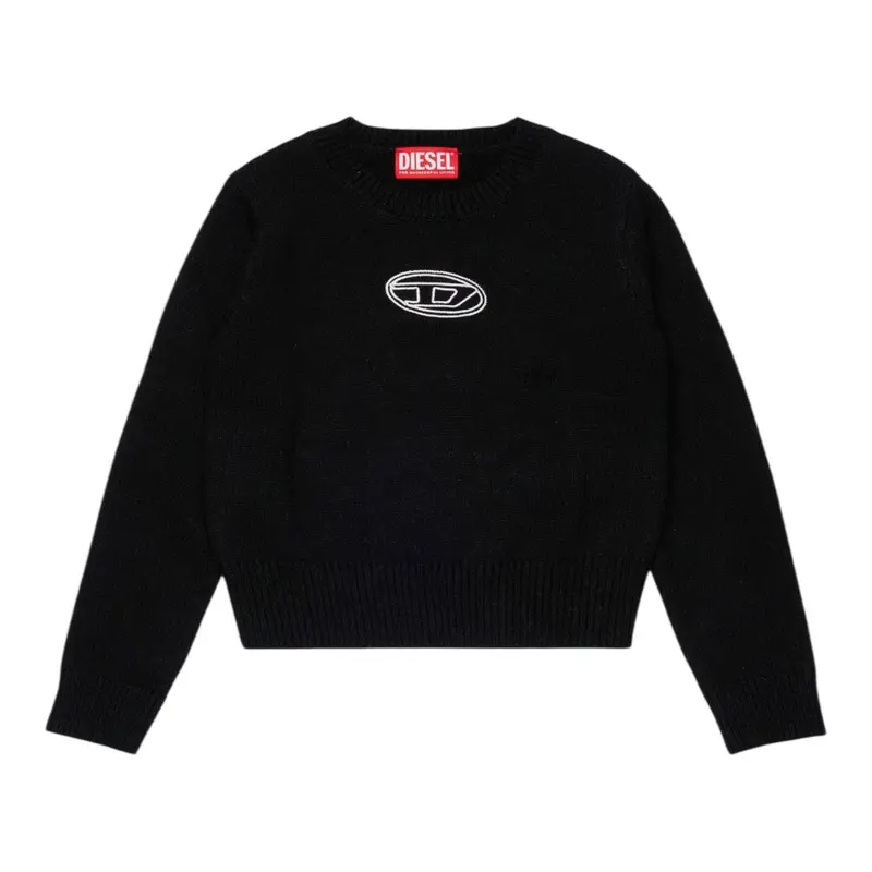 Diesel Maglia tinta unita con Logo Nero per Bambina