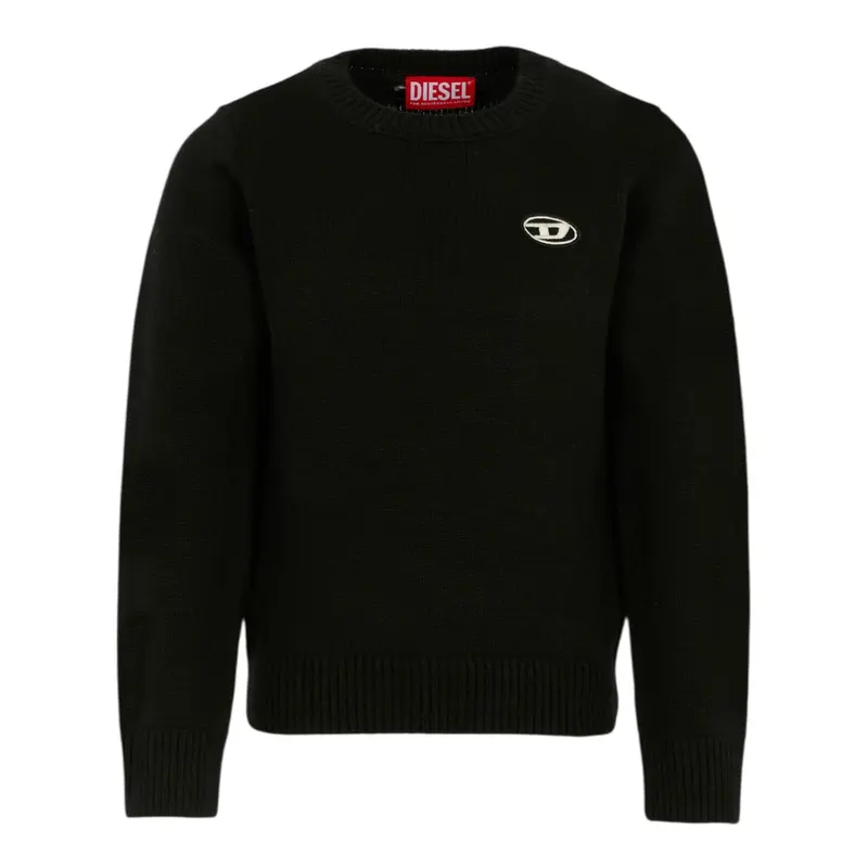 Diesel Maglia tinta unita con Logo Nero per Bambino