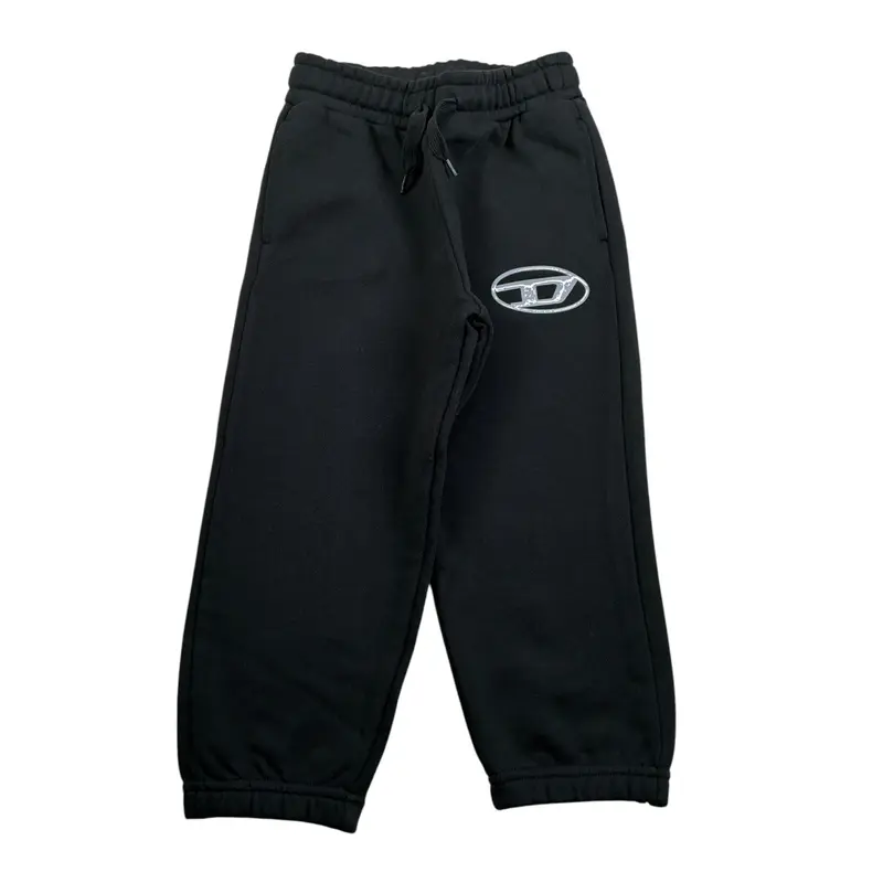 Diesel Pantalone Modello Tuta tinta unita con Logo Nero per Bambino