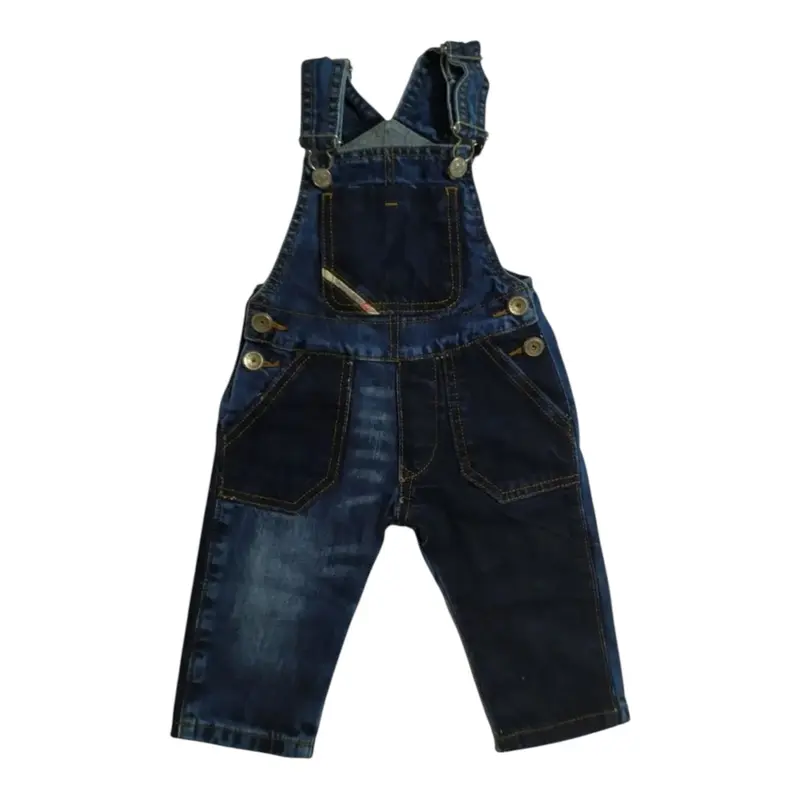 Diesel Salopette tinta unita In Denim Blu per Neonato