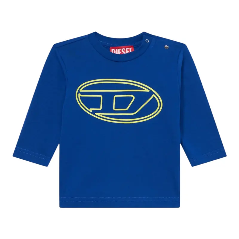 Diesel Shirt Girocollo tinta unita con Stampa Cobalto per Neonato