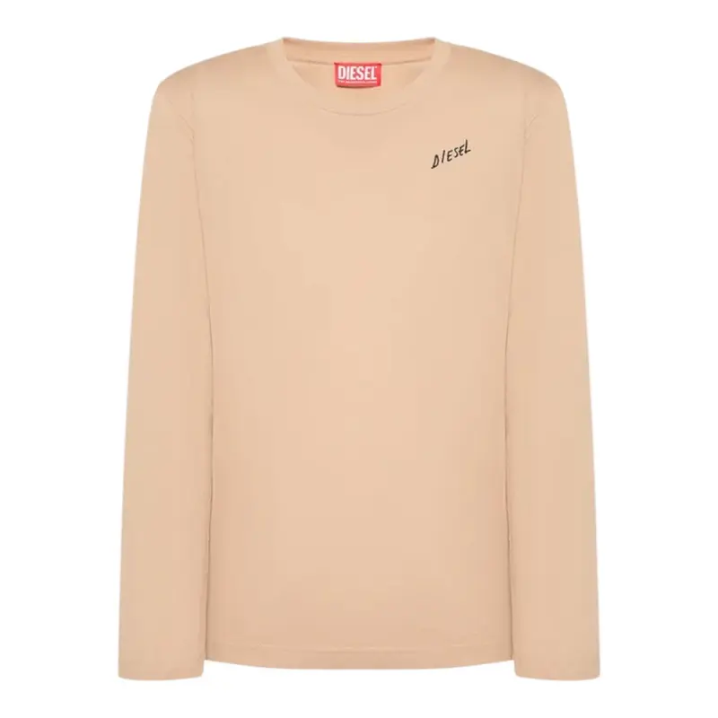 Diesel Shirt tinta unita con Logo Beige per Bambino