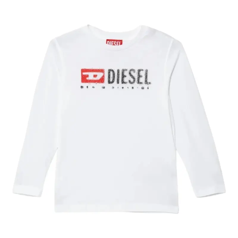 Diesel Shirt tinta unita con Logo Bianco per Bambino