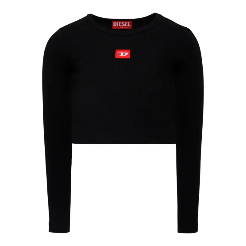 Diesel Shirt tinta unita con Logo Nero per Bambina