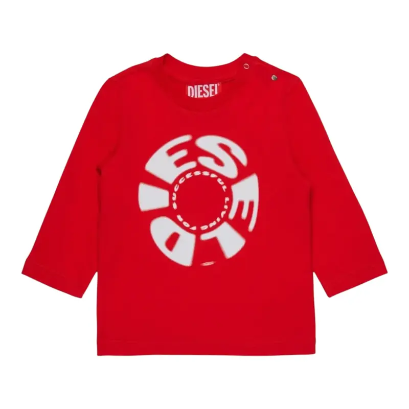 Diesel Shirt tinta unita Girocollo con Stampa Rosso per Neonato