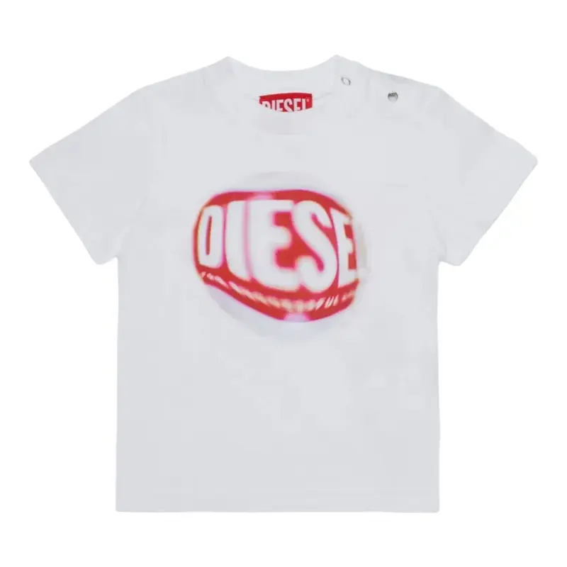 Diesel T-Shirt tinta unita con Stampa Bianco per Neonato