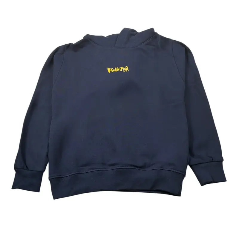 Disclaimer Felpa Chiusa con Cappuccio tinta unita con Logo Blu per Bambino