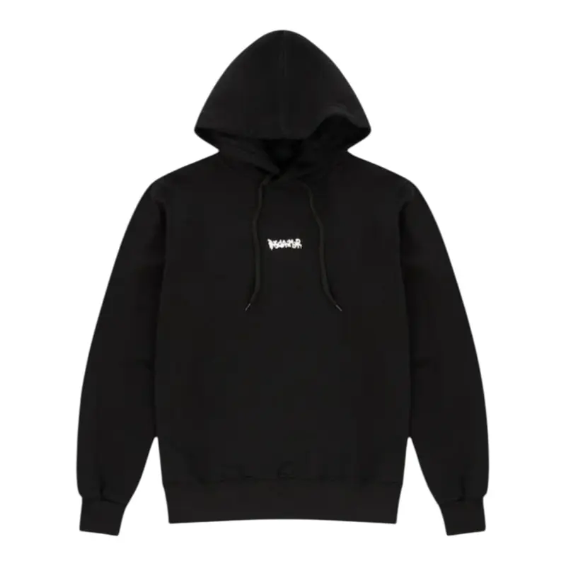 Disclaimer Felpa Chiusa con Cappuccio tinta unita con Logo Nero per Bambino