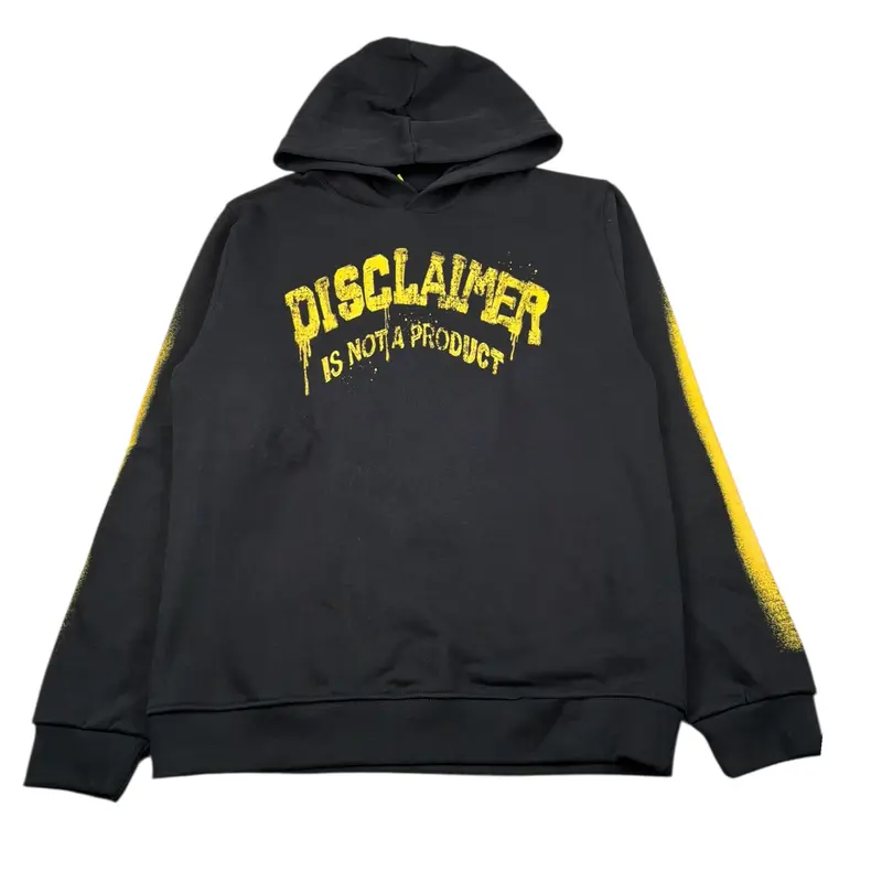 Disclaimer Felpa Chiusa con Cappuccio tinta unita con Logo Nero per Bambino