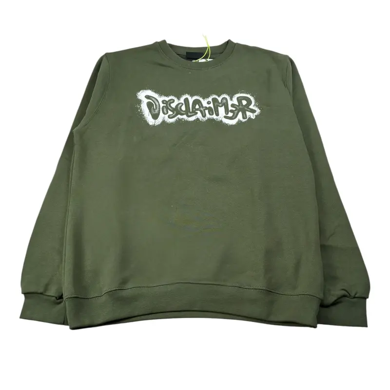 Disclaimer Felpa Chiusa Girocollo tinta unita con Logo Verde per Bambino