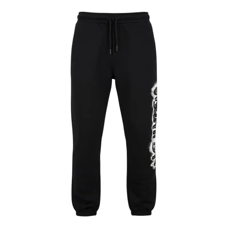 Disclaimer Pantalone Modello Tuta tinta unita con Stampa Nero per Bambino