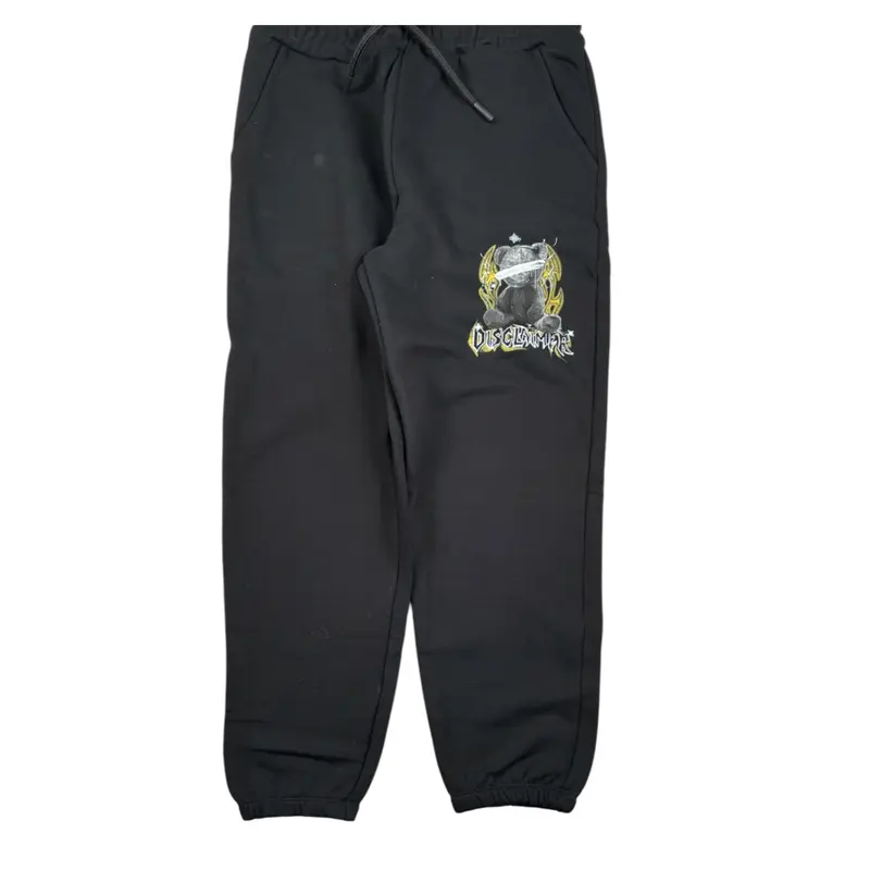 Disclaimer Pantalone Modello Tuta tinta unita con Stampa Nero per Bambino