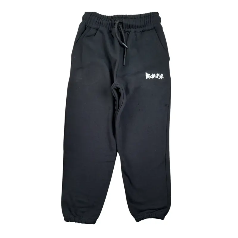 Disclaimer Pantalone Modello Tuta tinta unita con Stampa Nero per Bambino