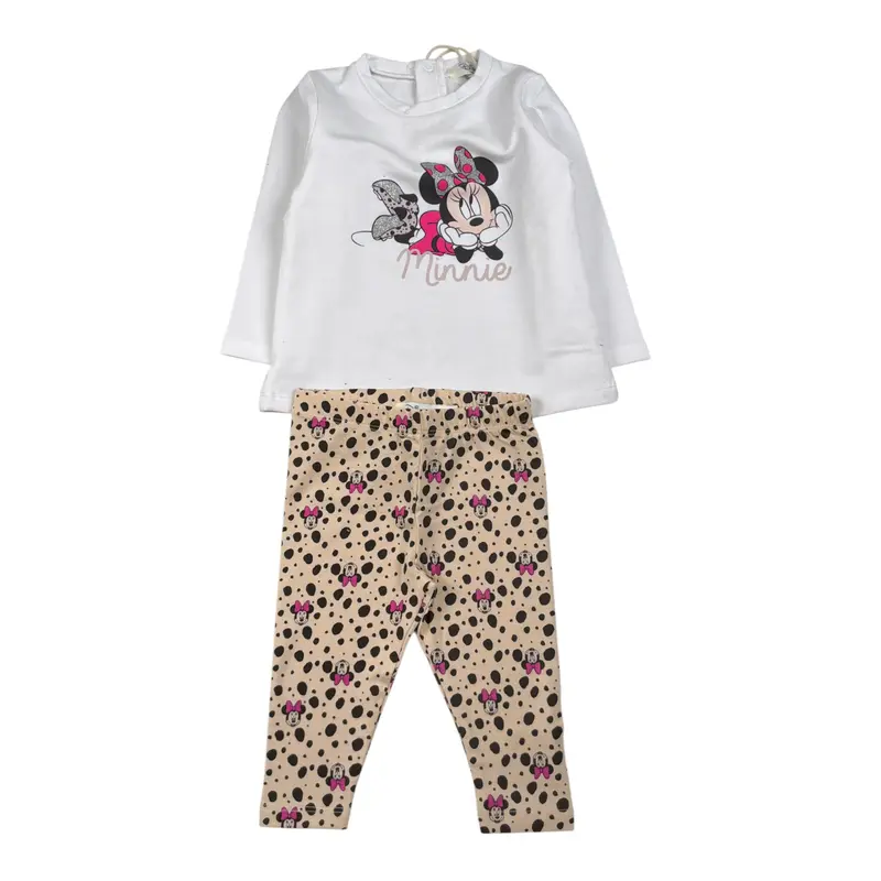 Disney Completo 2 Pz Shirt-Leggins Stampa Topolina Bianco per Neonata