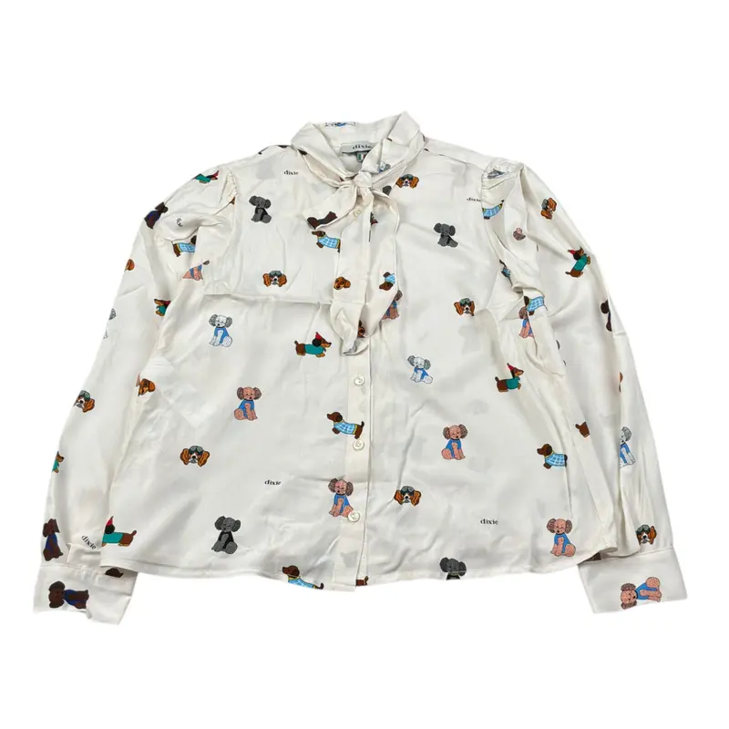Dixie Camicia Manica Lunga tinta unita con Stampe Avorio per Bambina