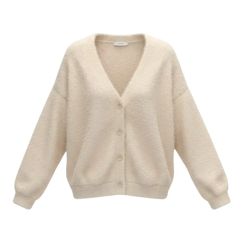 Dixie Cardigan tinta unita con Pelliccia Beige per Bambina