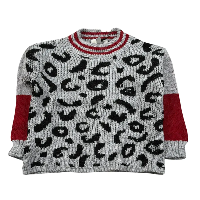 Dixie Maglia Girocollo tinta unita Fntasia Maculata Grigio per Bambina