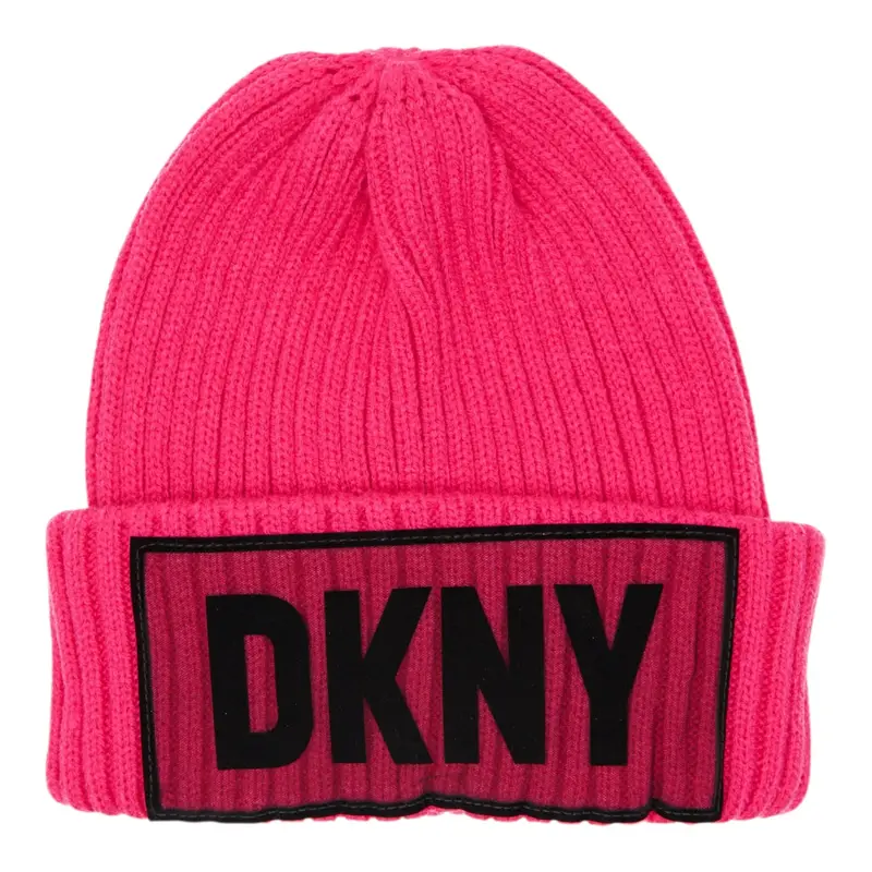 Dkny Cappello tinta unita con Logo Fuxia per Bambina