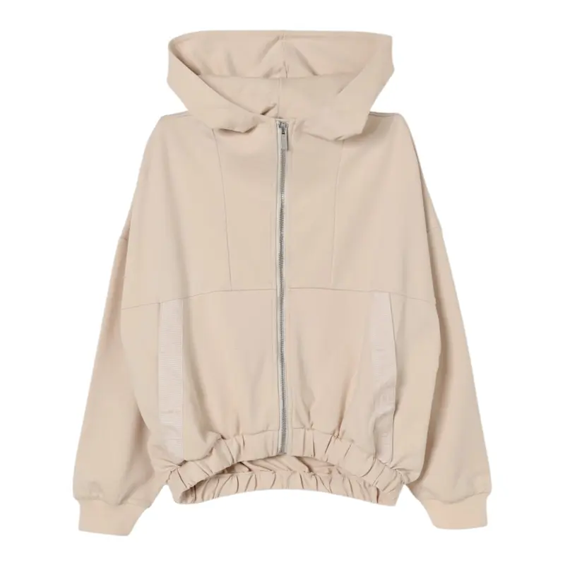 Dkny Felpa con Zip E Cappuccio tinta unita Beige per Bambina