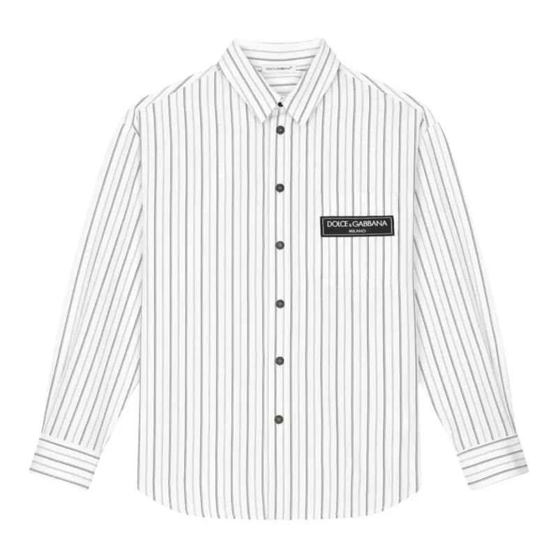 Dolce & Gabbana Camicia Manica Lunga tinta unita Fantasia A Righe Bianco per Bambino