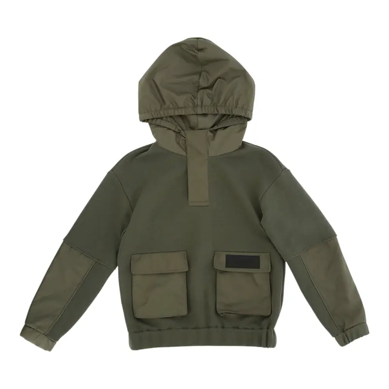 Dondup Felpa tinta unita con Cappuccio Verde per Bambino