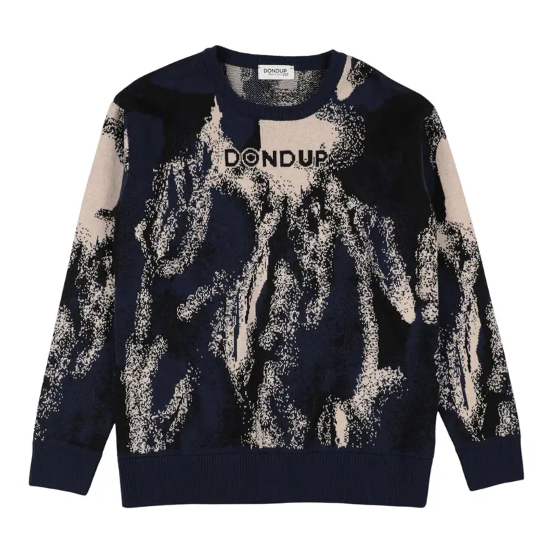 Dondup Maglia tinta unita con Stampa Blu per Bambino