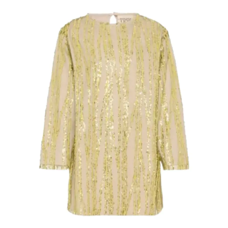 Dou Dou Abito tinta unita con Paillettes Verde per Bambina