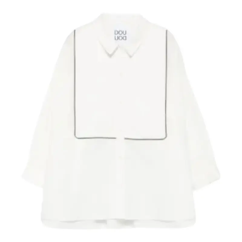 Dou Dou abito tinta unita con Righino In Contrasto Bianco per Bambina