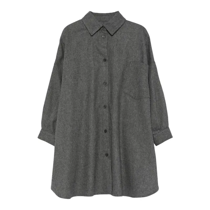Dou Dou Abito tinta unita Modello Camicia Grigio per Bambina