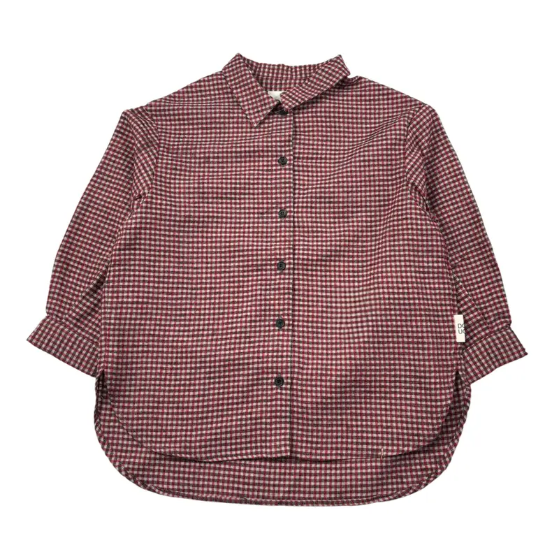 Dou Dou Camicia tinta unita con Fantasia A Quadri Bordeaux per Bambina