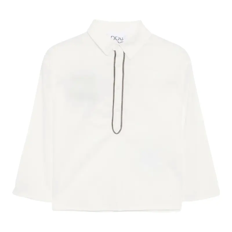 Dou Dou Camicia tinta unita con Righino In Contrasto Bianco per Bambina
