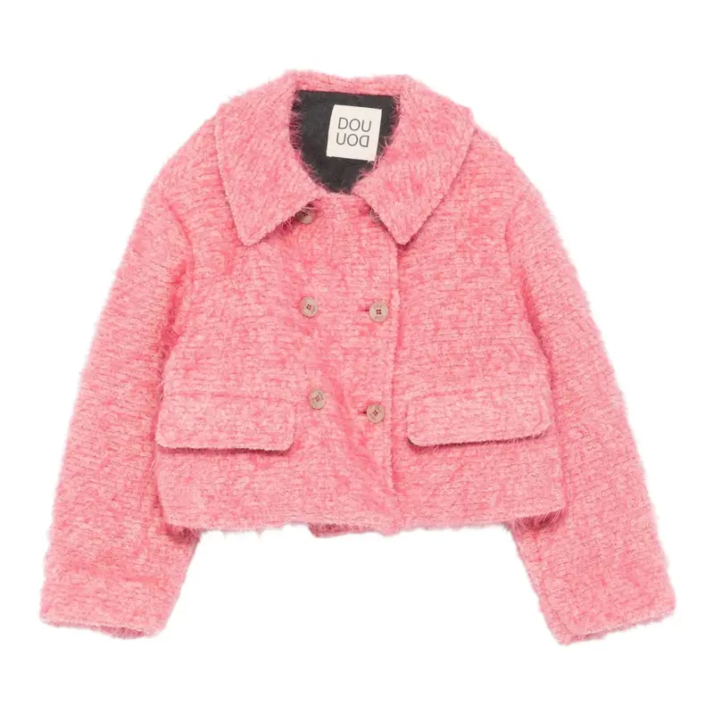 Dou Dou Cappotto Crop tinta unita Rosa per Bambina