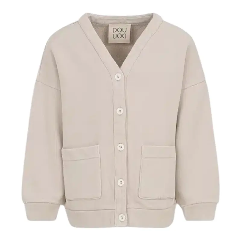 Dou Dou Cardigan tinta unita con Logo Beige per Bambino