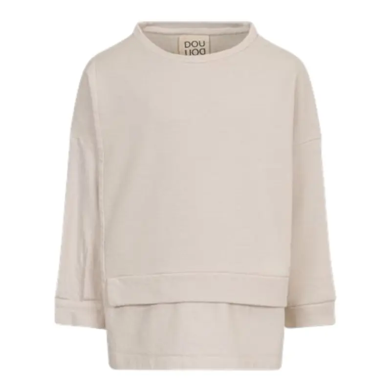 Dou Dou Felpa Chiusa Girocollo tinta unita Beige per Bambina