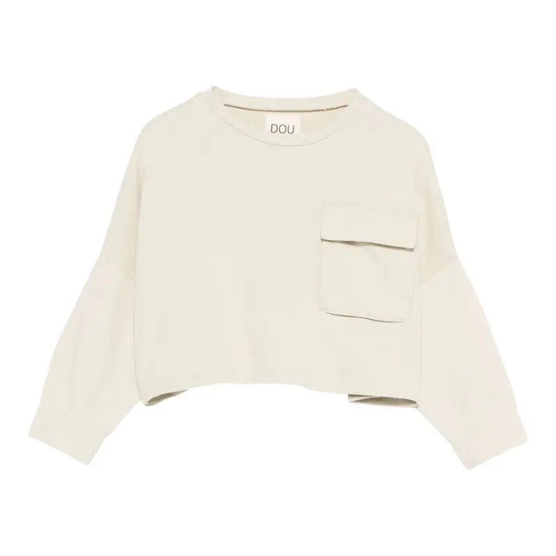 Dou Dou Felpa Chiusa Girocollo tinta unita Beige per Bambina