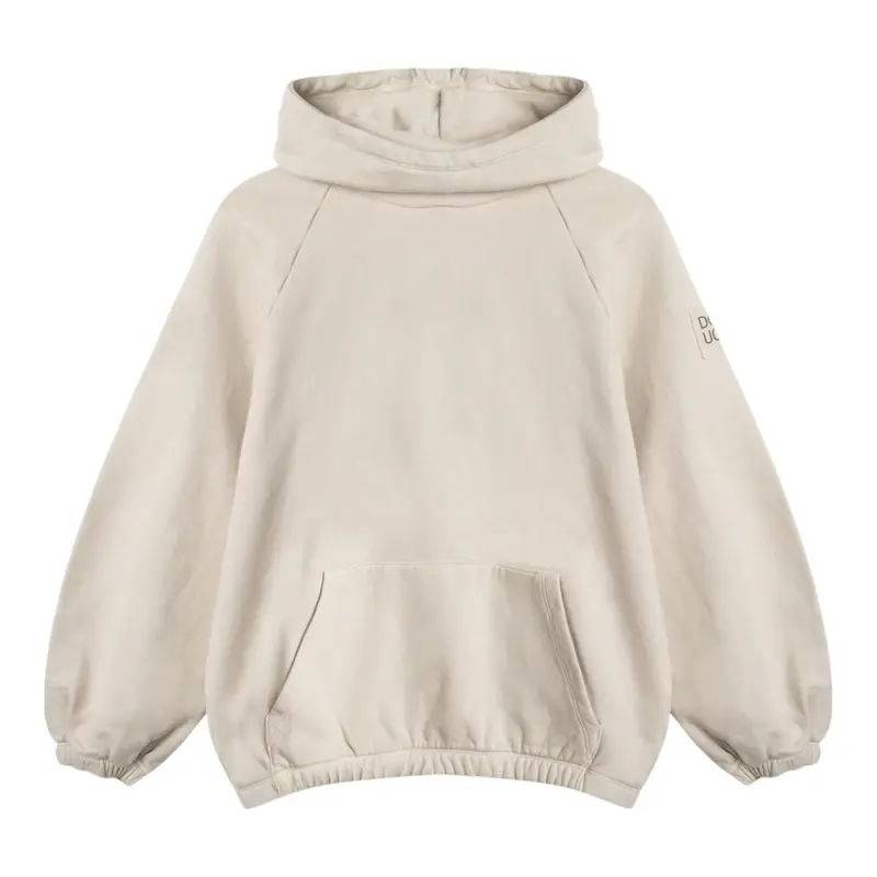 Dou Dou Felpa tinta unita con Cappuccio Beige per Bambina