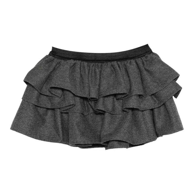 Dou Dou Gonna Tinta Unit con Balze Grigio per Bambina