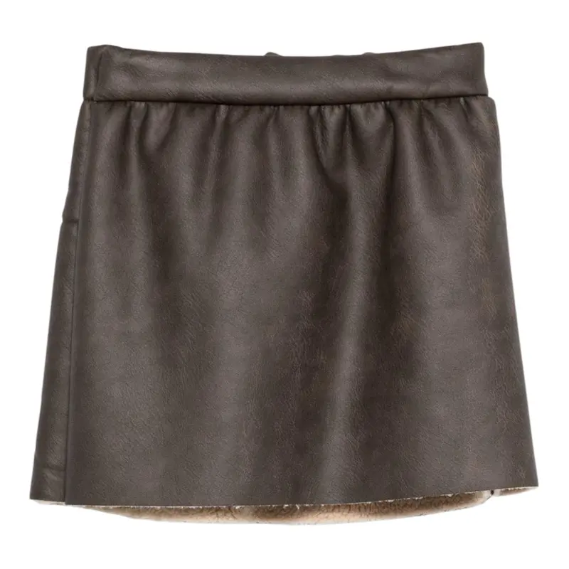 Dou Dou Gonna tinta unita con Elastico In Vita Marrone per Bambina