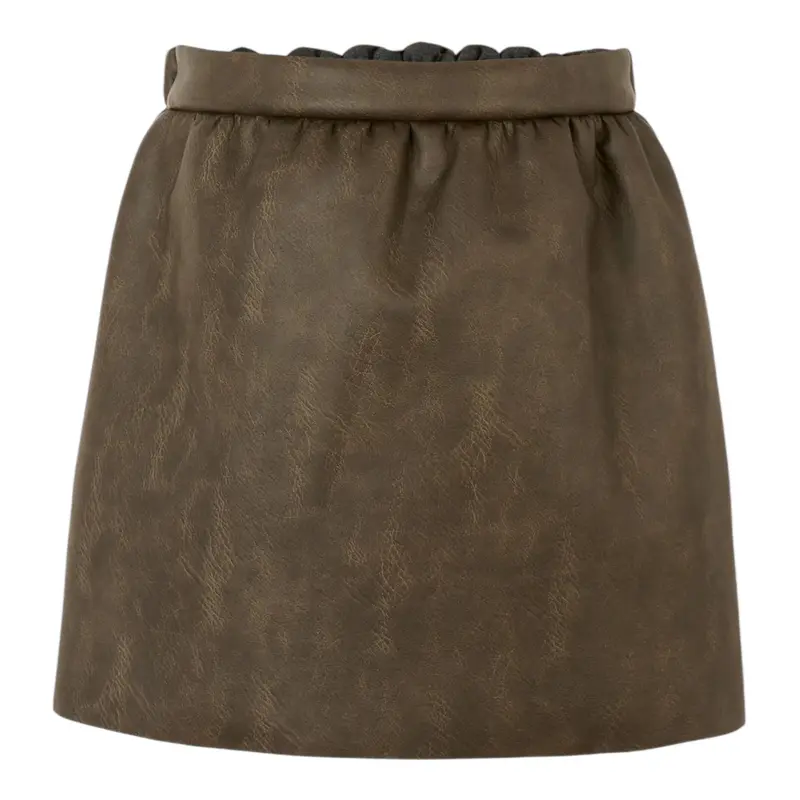 Dou Dou Gonna tinta unita con Elastico In Vita Marrone per Bambina