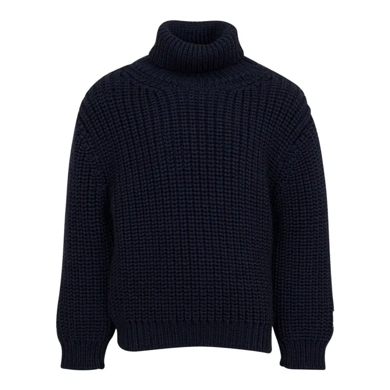 Dou Dou Maglia Collo Alto tinta unita Blu per Bambino