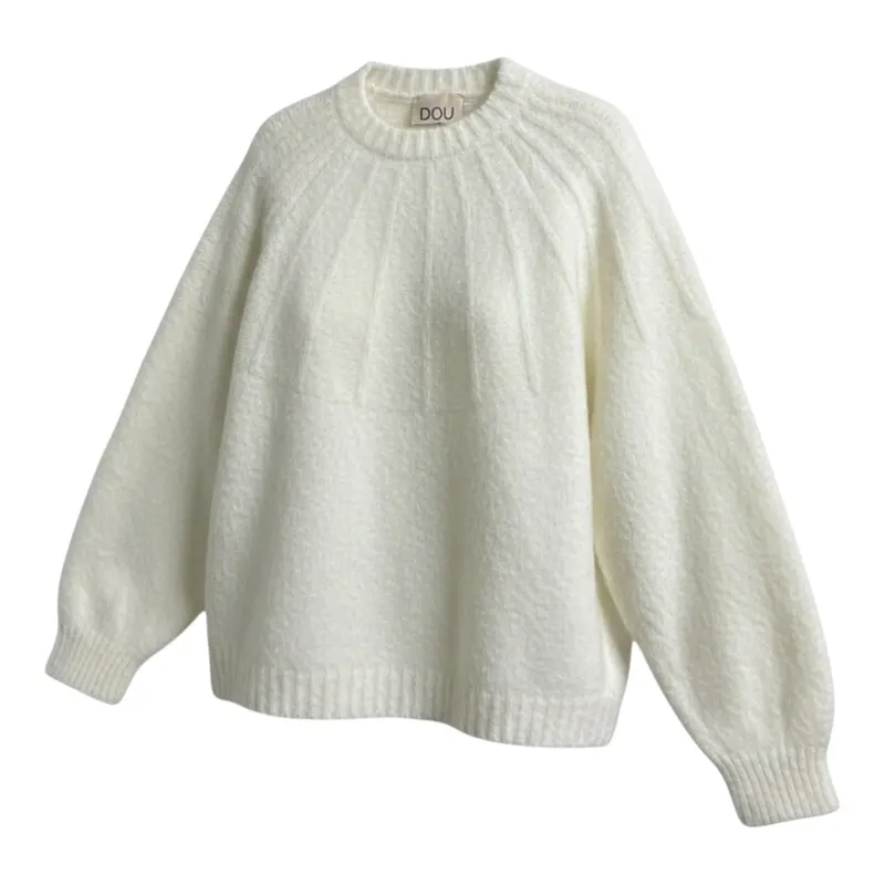 Dou Dou Maglia Girocollo tinta unita con Logo Bianco per Bambina