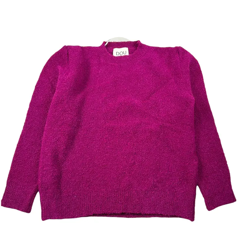 Dou Dou Maglia Girocollo tinta unita Magenta per Bambina