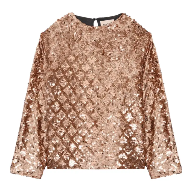Dou Dou Maglia tinta unita con Paillettes Oro per Bambina