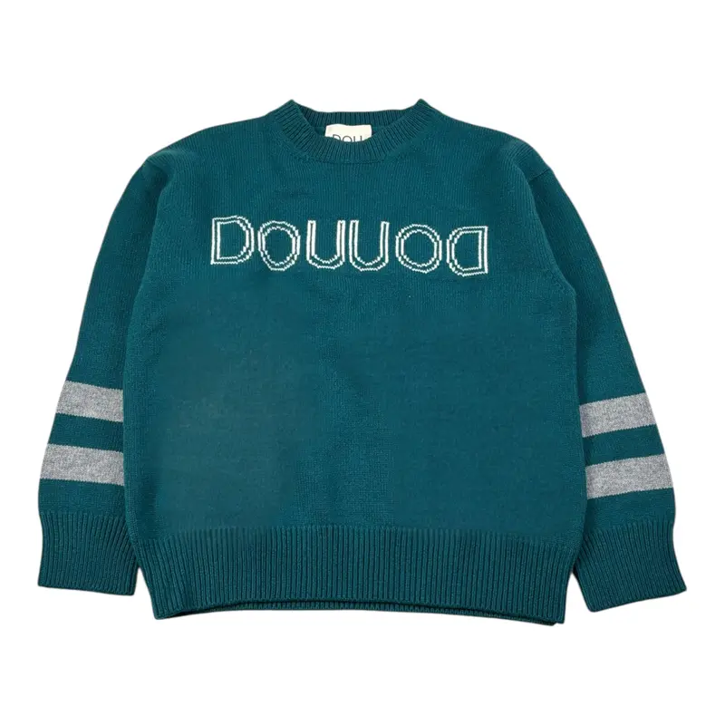 Dou Dou Maglia tinta unita con Stampa Verde per Bambina