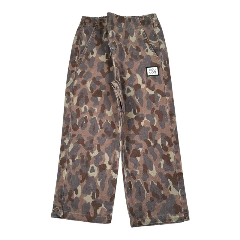 Dou Dou Pantalone Stampa Fantasia con Elastico In Vita Marrone per Bambina